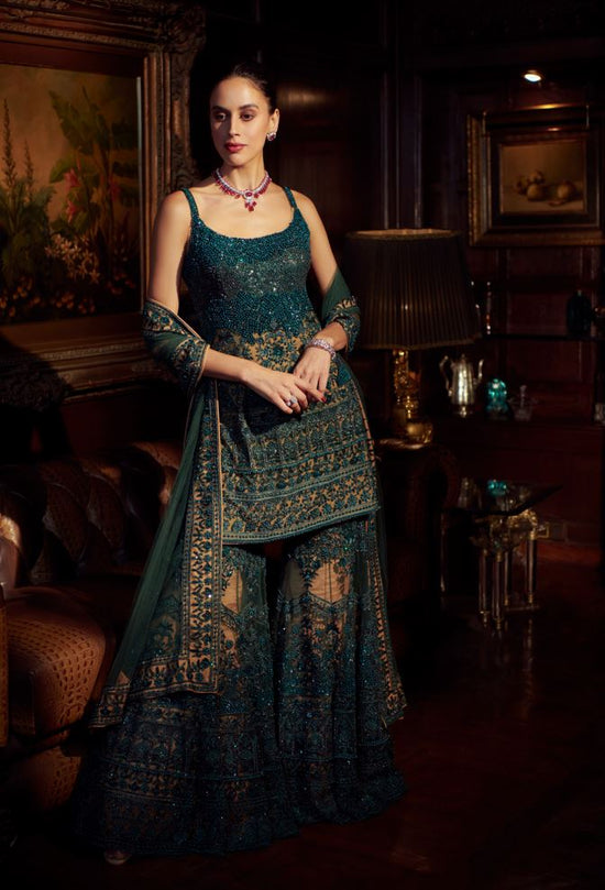 Emerald Green Sharara Bridal Party Suit