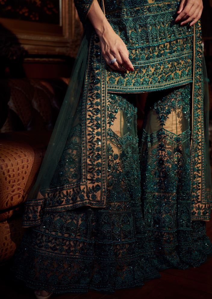 Emerald Green Sharara Bridal Party Suit Mynah Designs Emerald Green Sharara Bridal Party Suit Mynah Designs