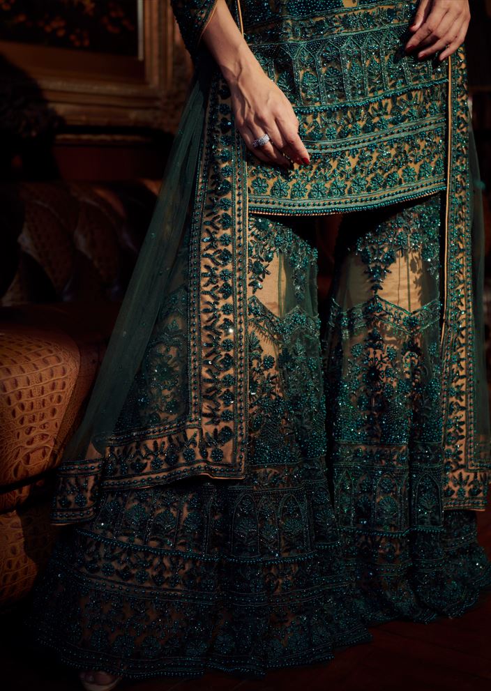 Emerald Green Sharara Bridal Party Suit