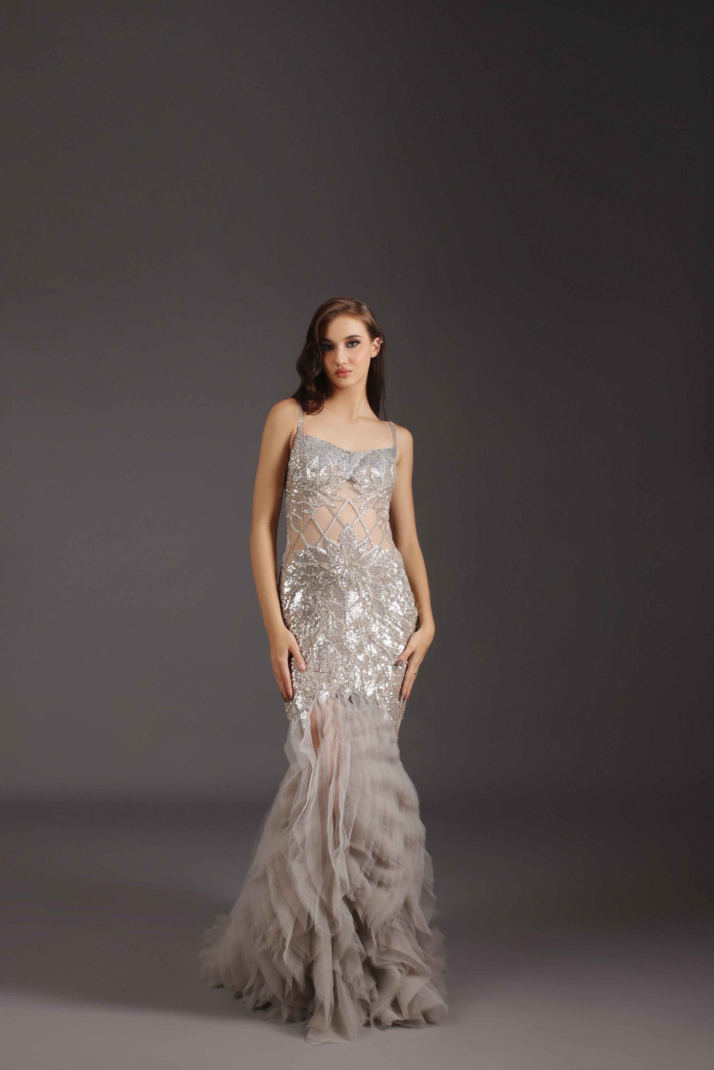 Silver Party Dress Gown