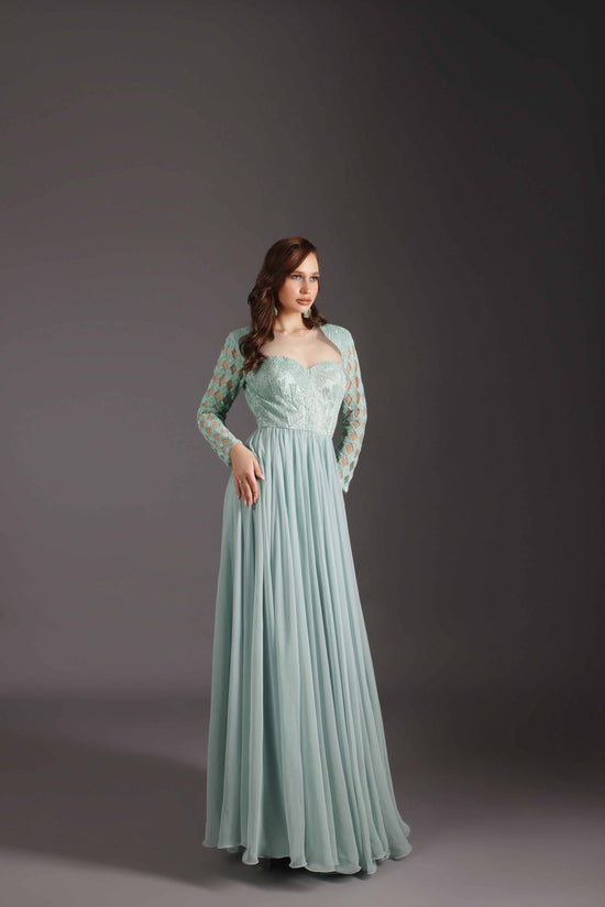 Light Green Long Party Designer  Dress