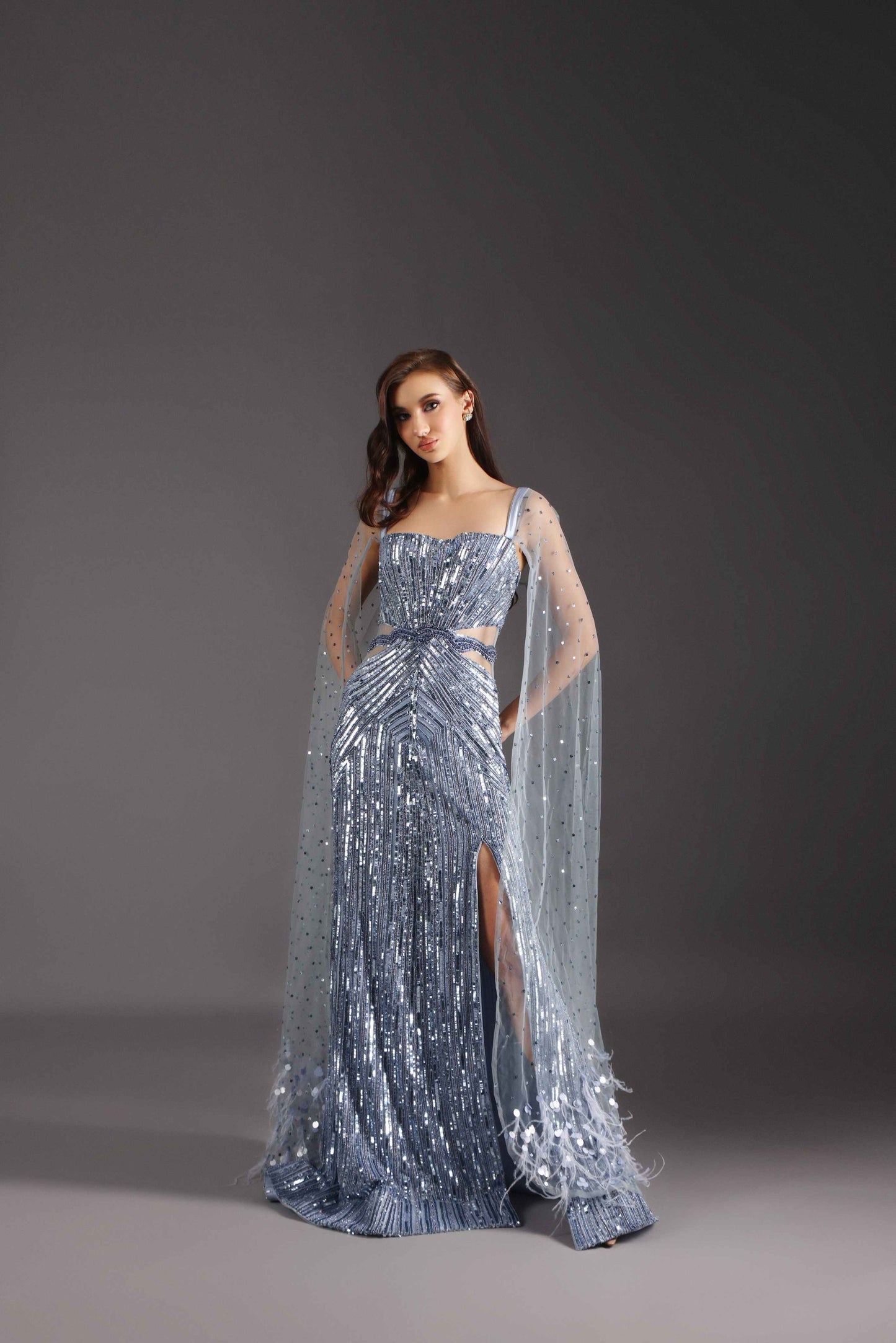 Blue Sequence Designer Gown