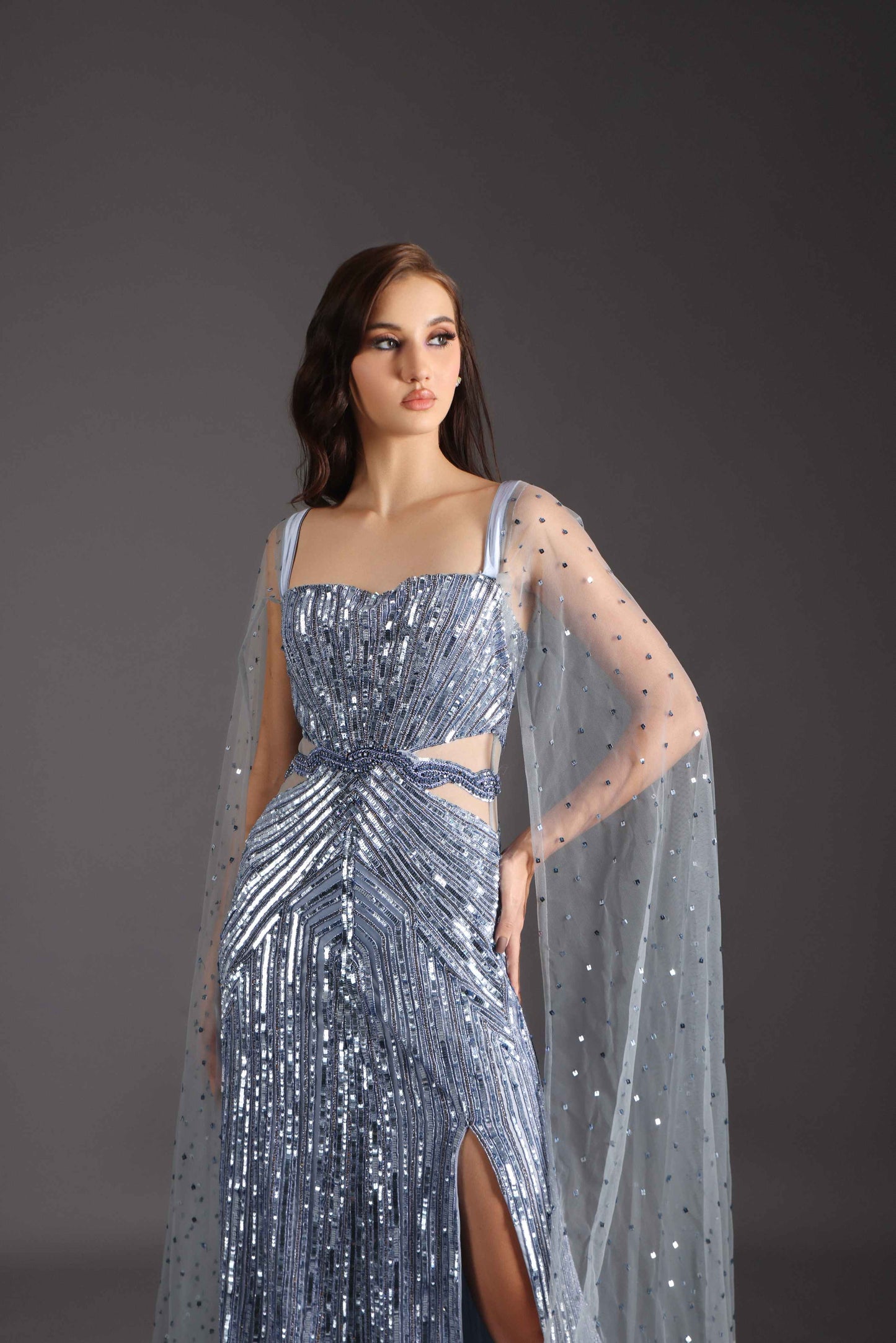 Blue Sequence Designer Gown