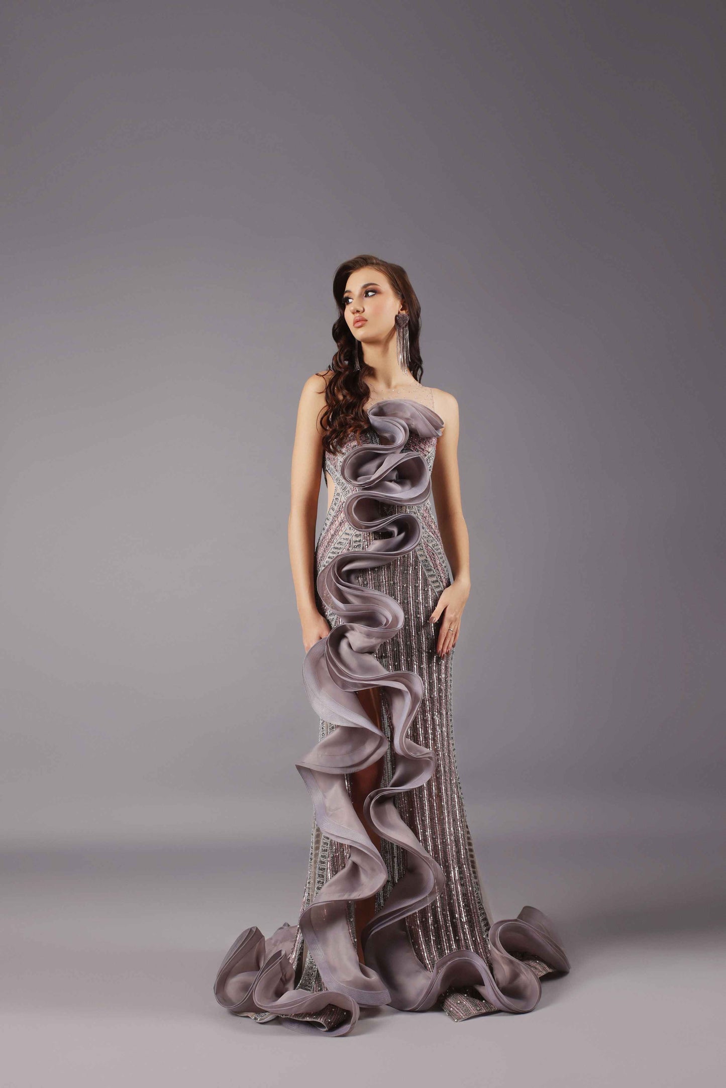 Frilled Designer Gown