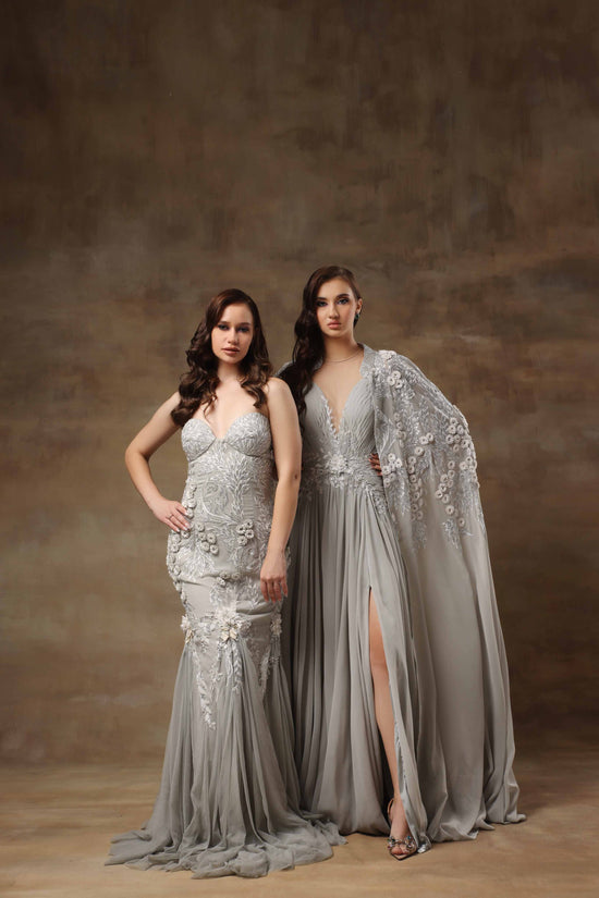 Gray and Silver Designer Gown