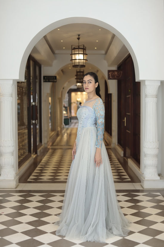 Blue and Grey  Gown