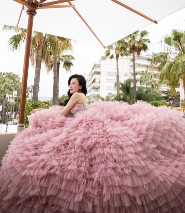 Baby Pink Ruffle Gown