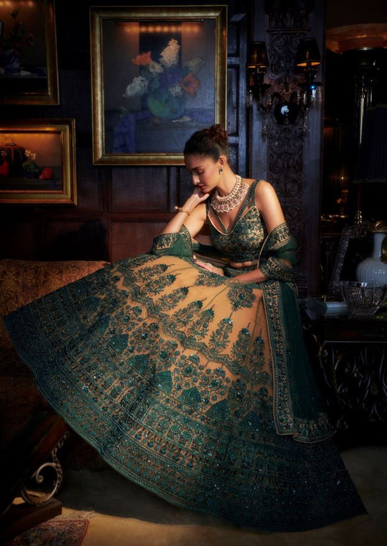 Emerald Green Floral Lehenga