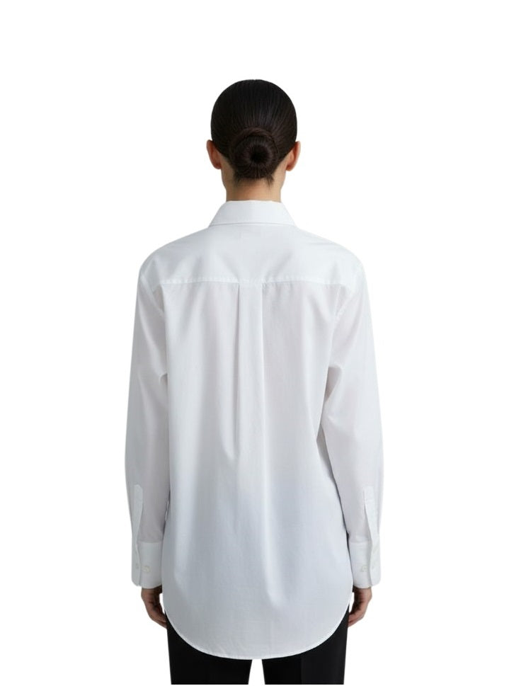 Women’s White Embroidered Shirt with Multicolor Front Panel