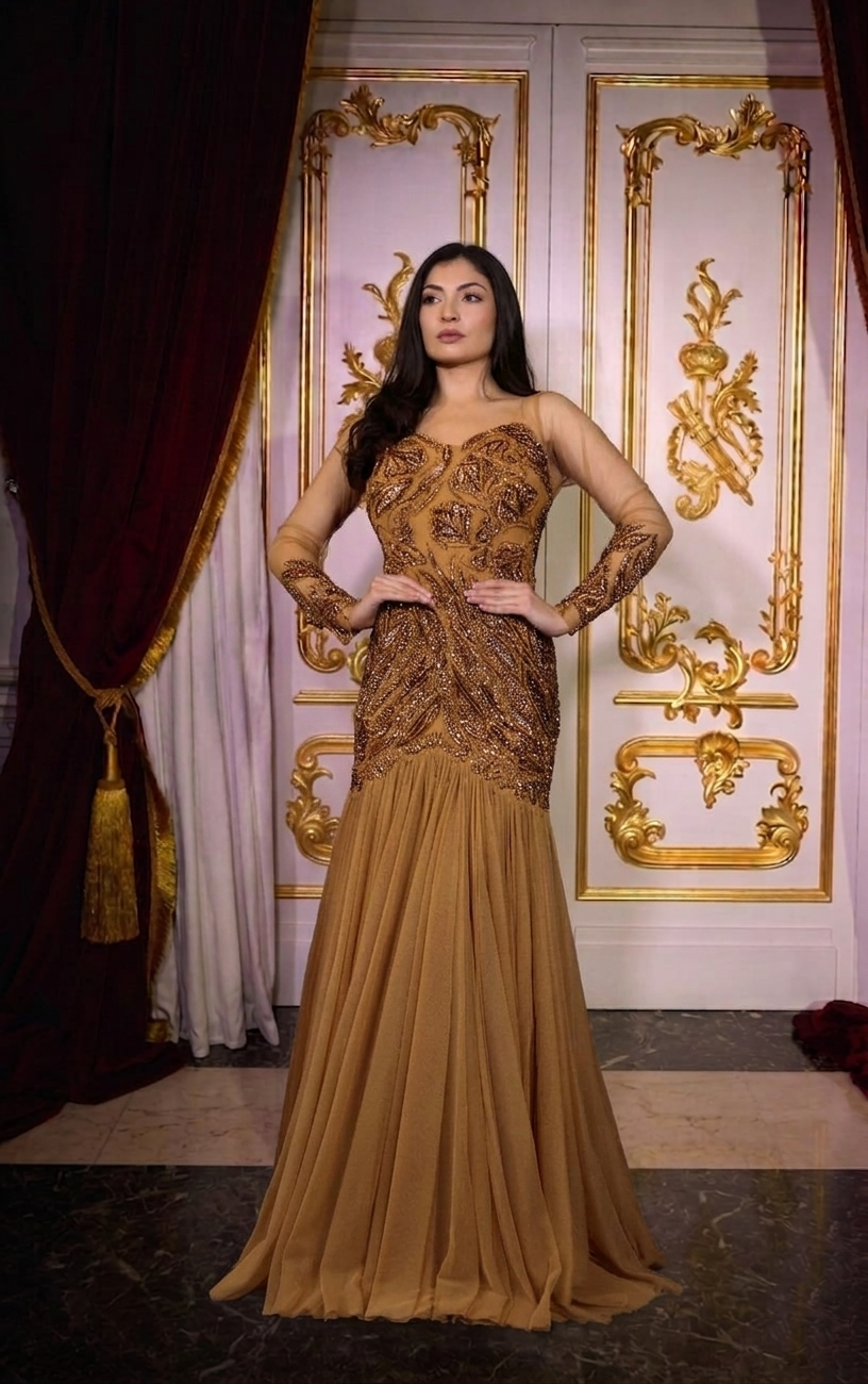 Golden Ember Couture Gown