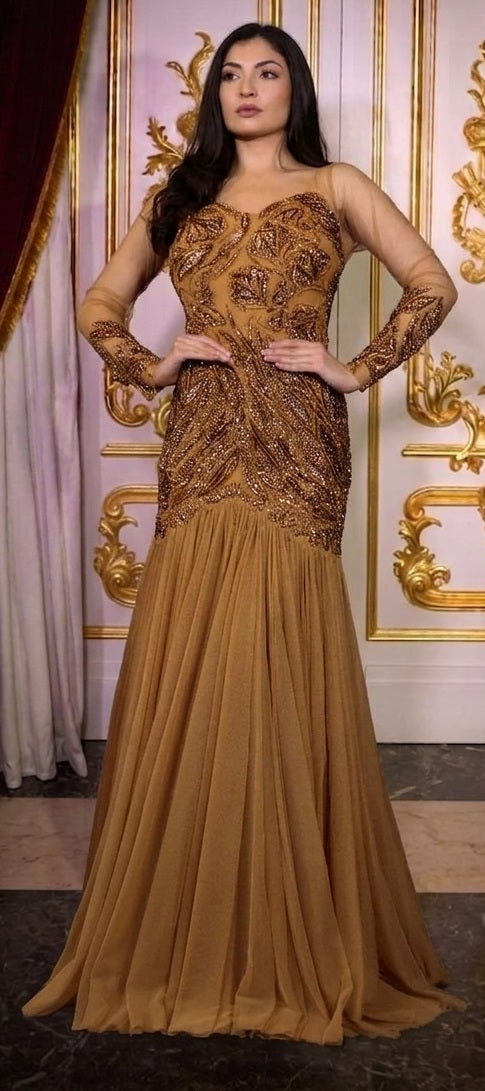 Golden Ember Couture Gown