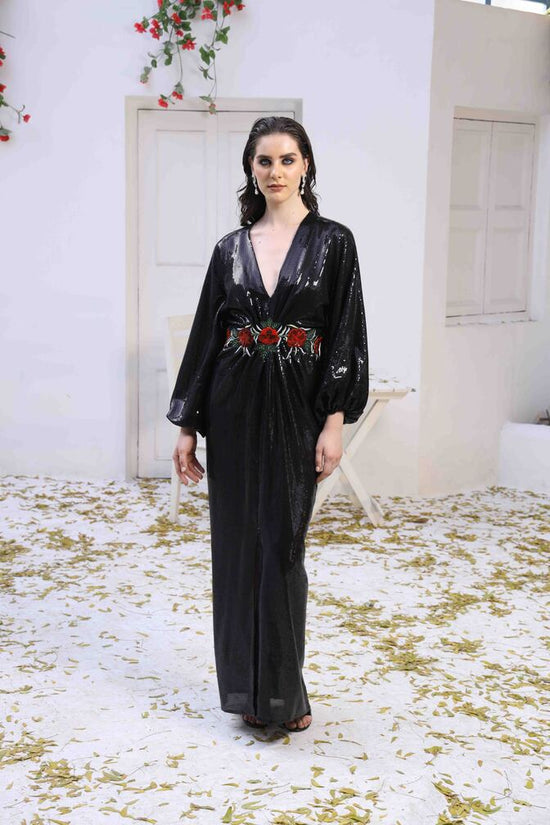 Black Sequin Maxi Kaftan