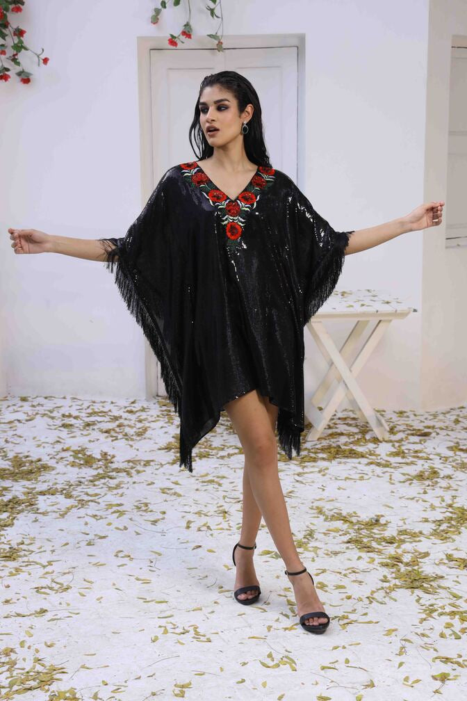 Black Sequin Kaftan – Mynah Designs
