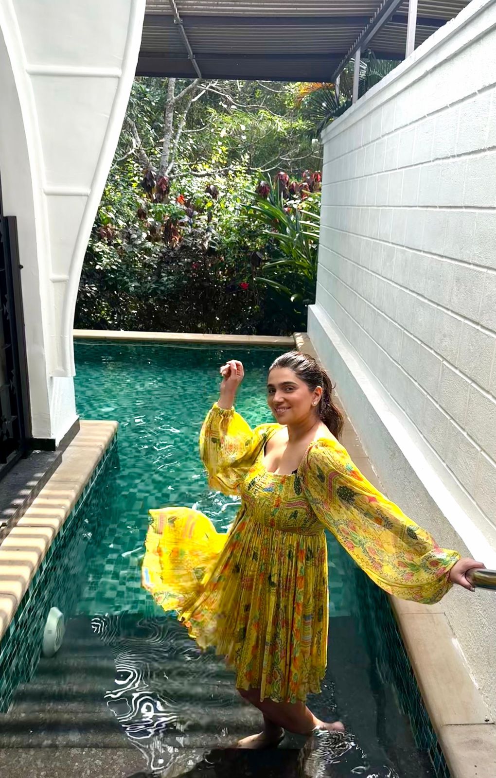 Sunlit Yellow Floral Smocked Mini Dress