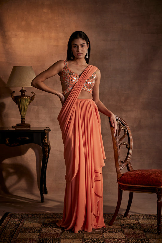 Peach Drape Saree