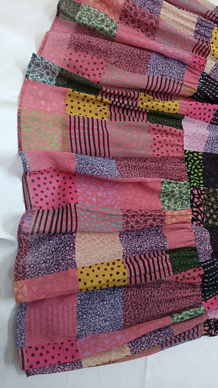 Bohemian Patchwork Maxi Dress with Drawstring Waist