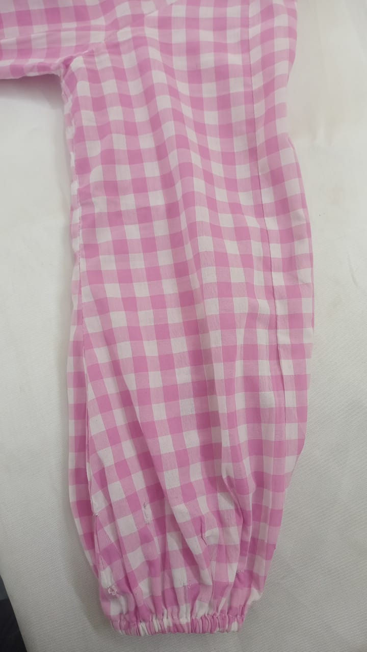 Pink Gingham Checked Women’s Shirt with Lace Detailing