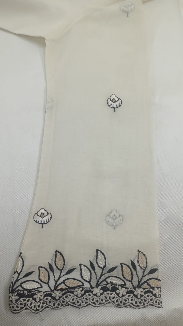 Ivory White Embroidered Kurti Top