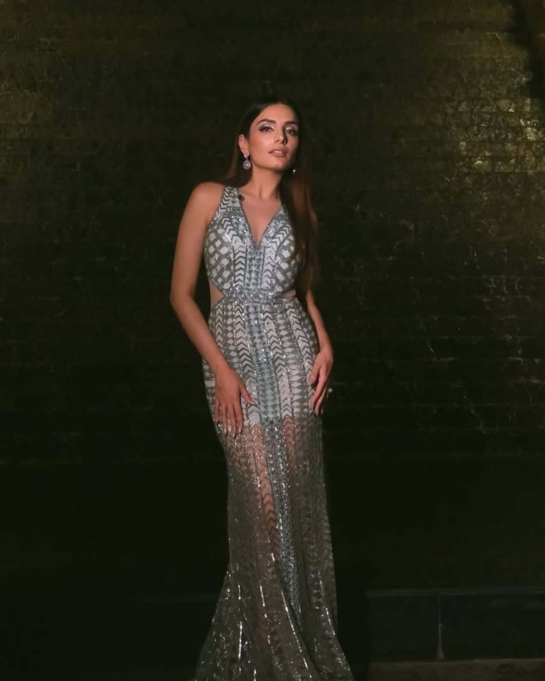 Champagne Gold Sequin Embellished Bodycon Dress M