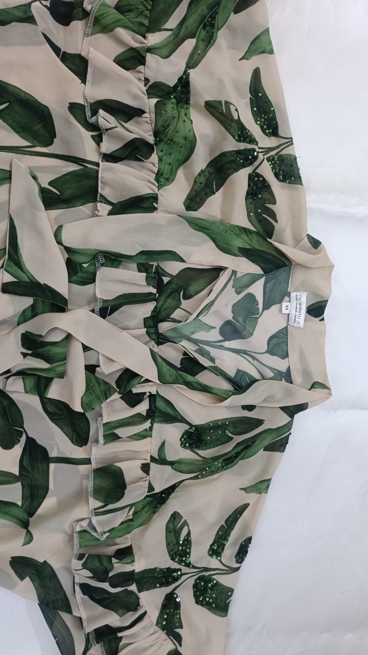 Chic Leaf Print Two-Piece Set