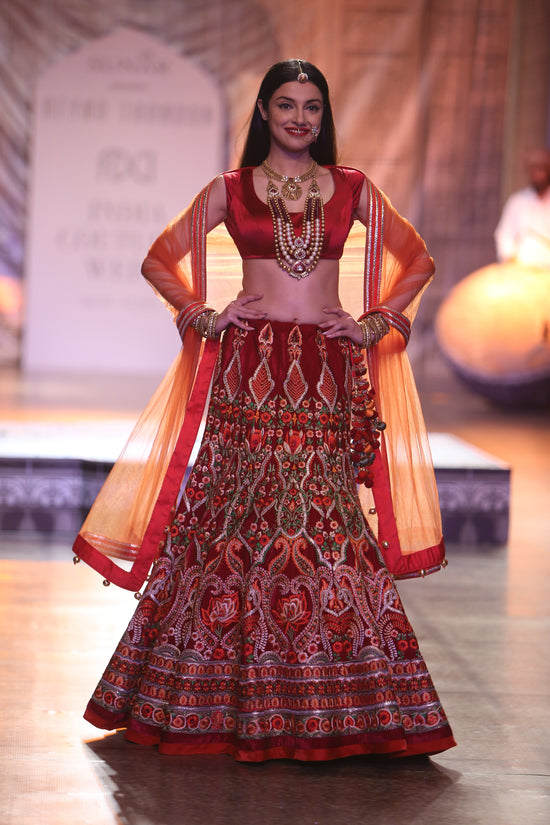 Red Valvet Lehenga