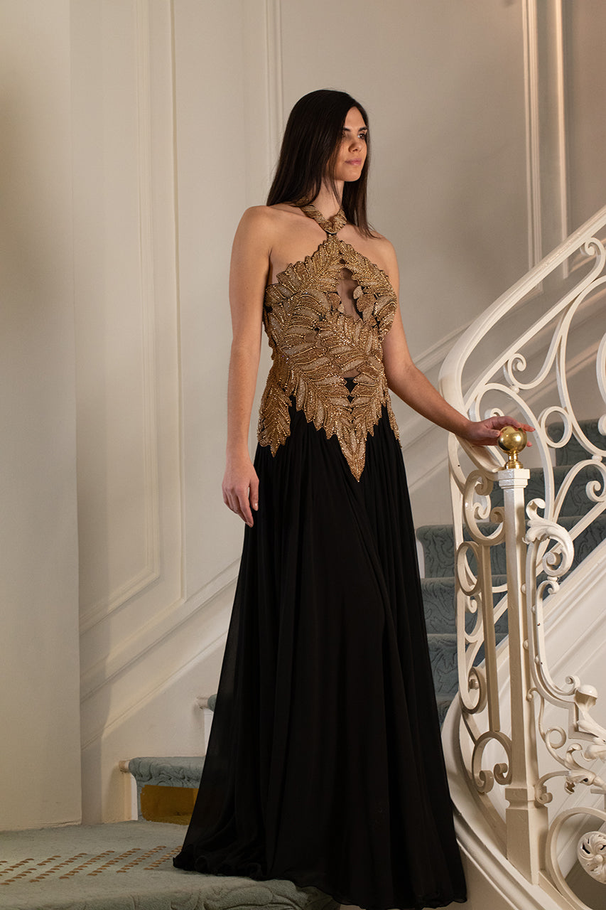 Black and Gold Evening Gown Black and Gold Evening Gown