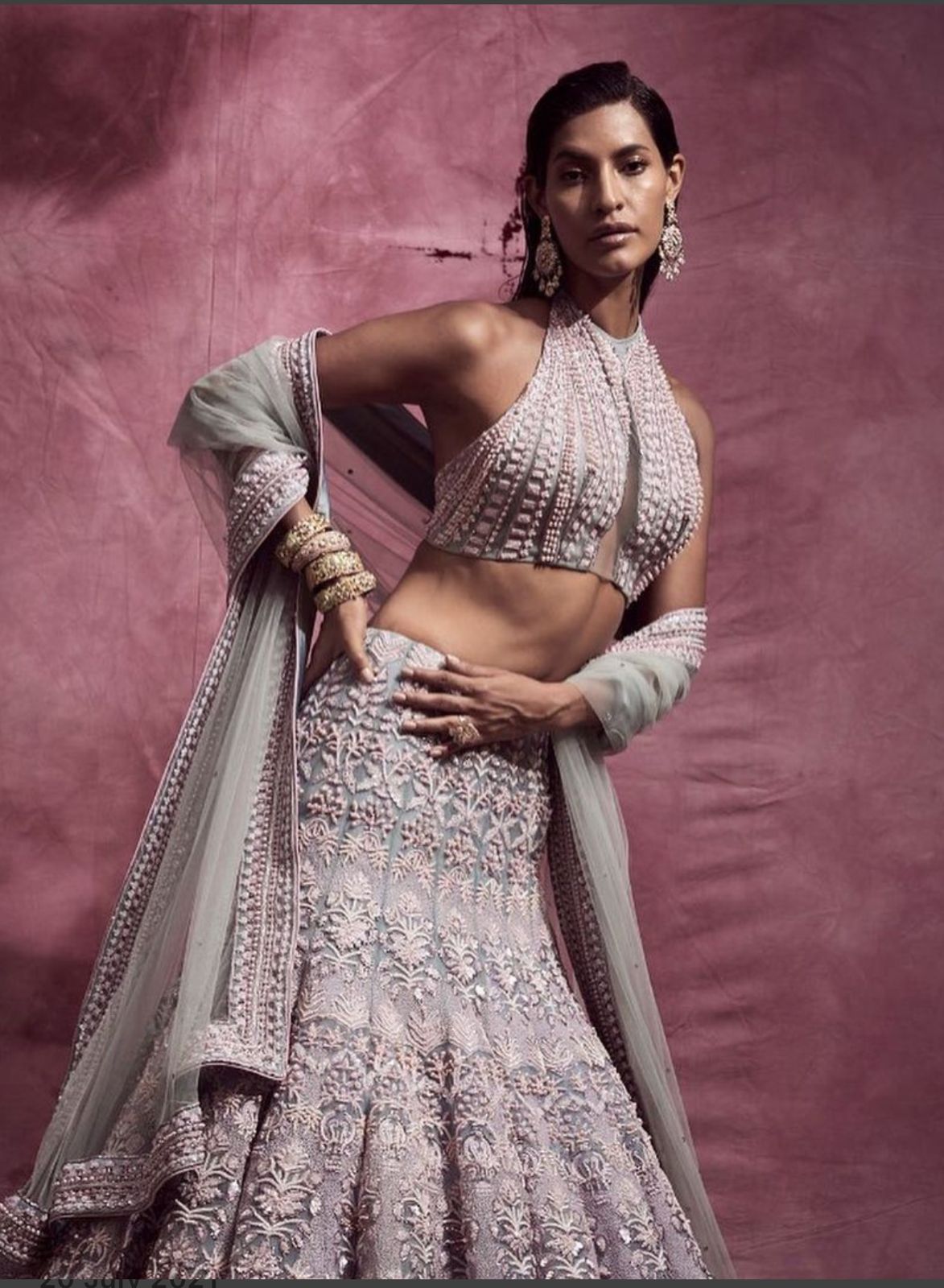 Light Powder Grey Lehenga