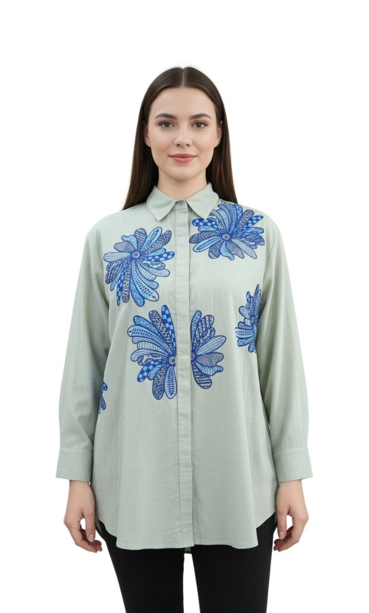 White Embroidered Cotton Shirt