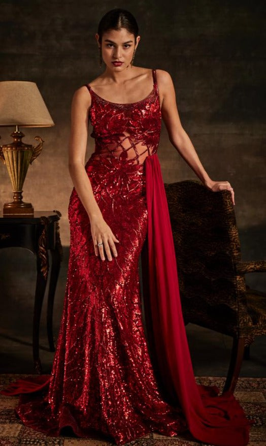 Red Sequin Gown