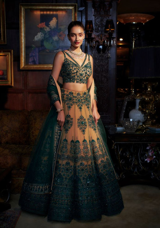 Emerald Green Floral Lehenga