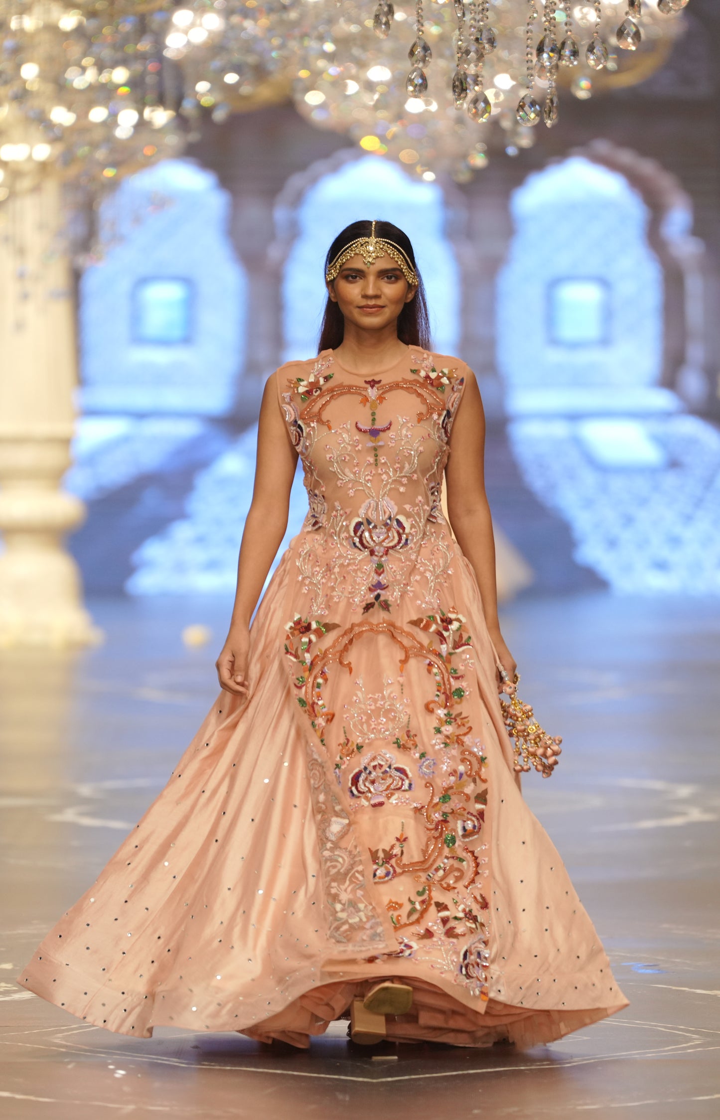 Light Pink Hand-Embroidered Jacket Lehenga Set