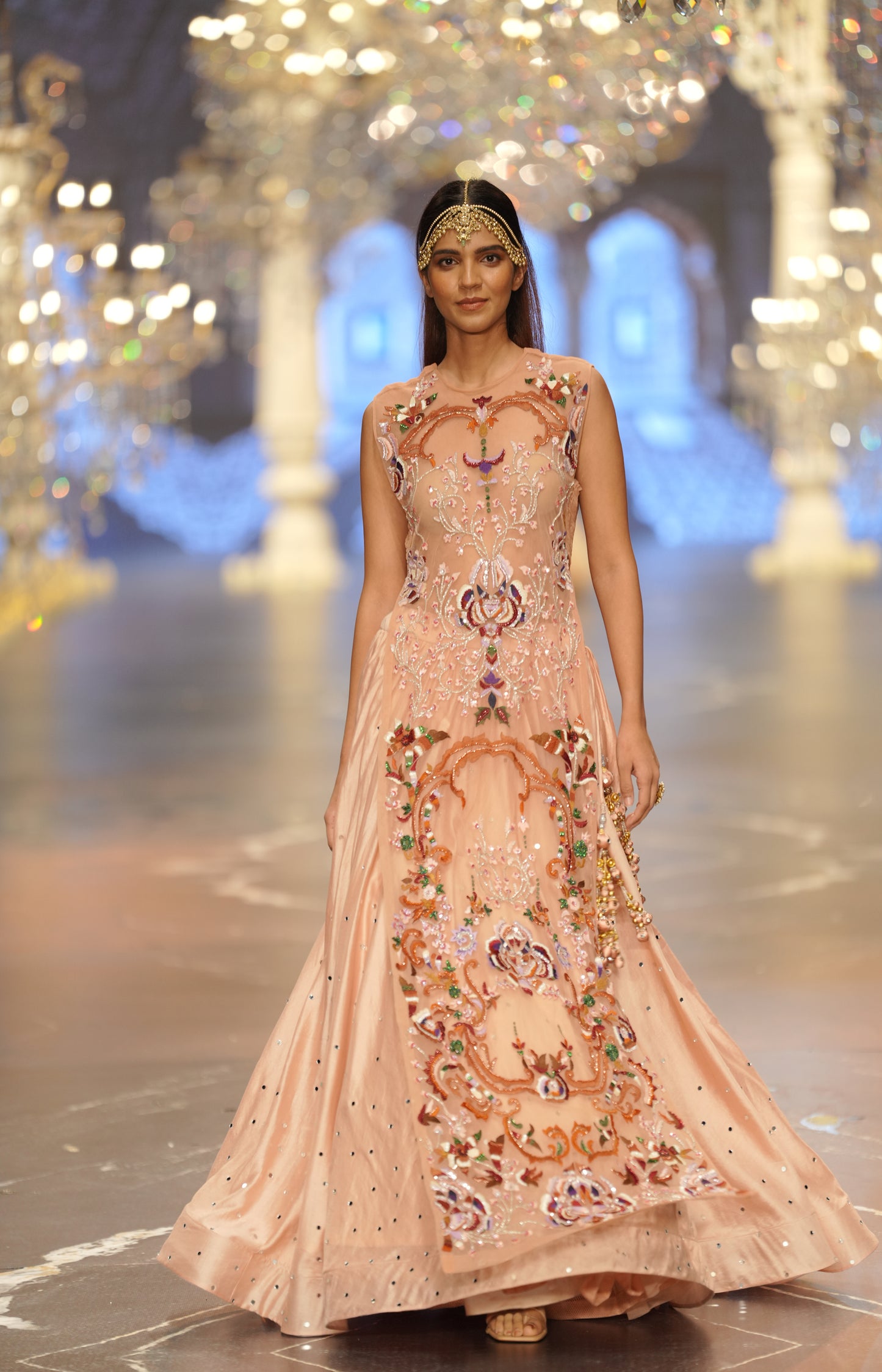 Light Pink Hand-Embroidered Jacket Lehenga Set