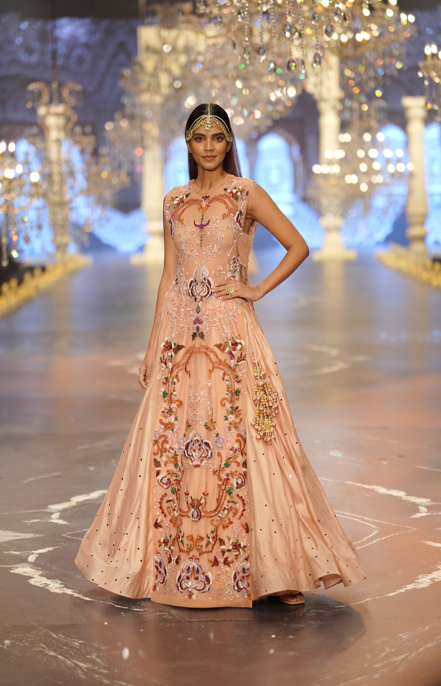 Light Pink Hand-Embroidered Jacket Lehenga Set