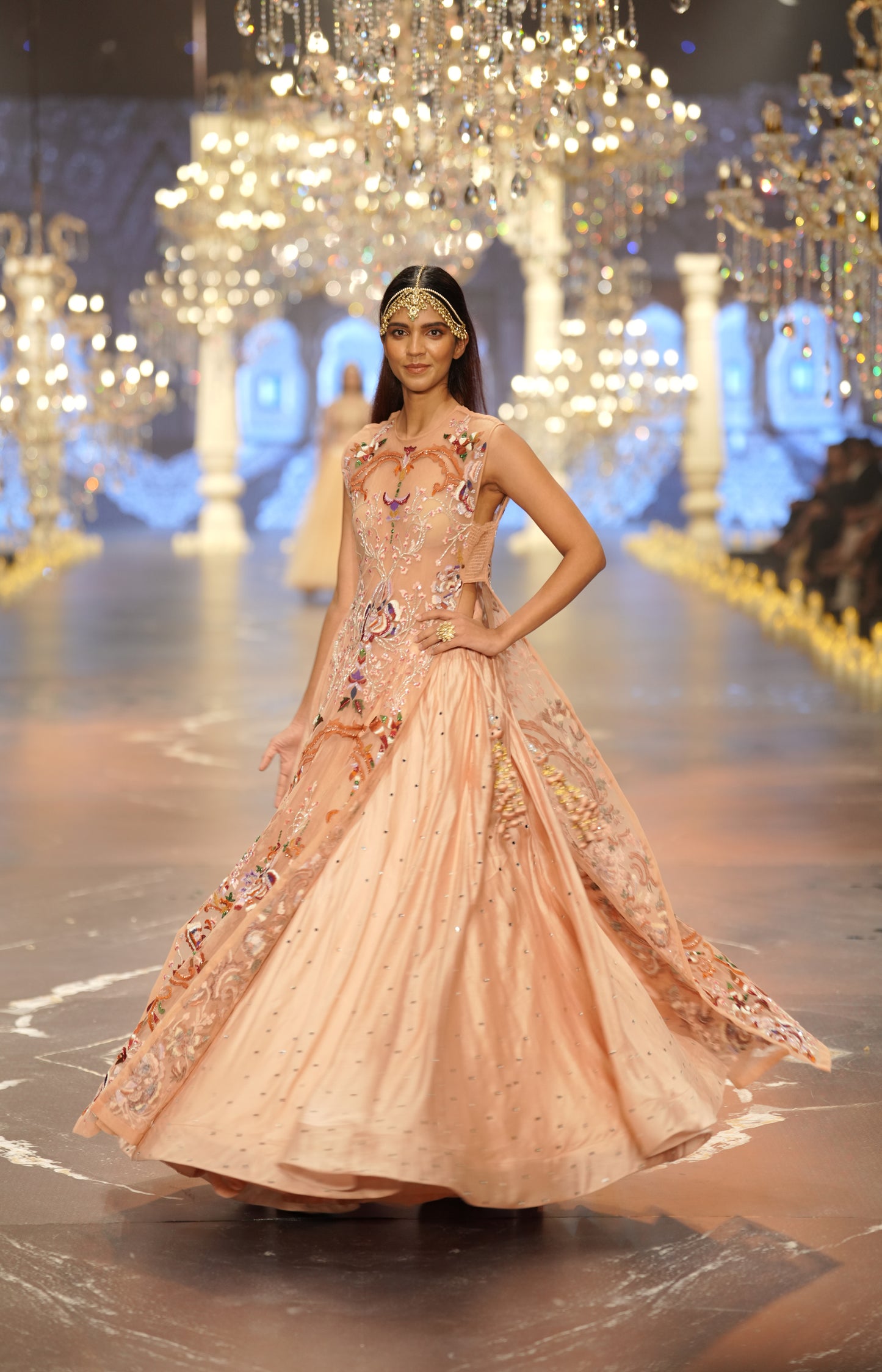 Light Pink Hand-Embroidered Jacket Lehenga Set