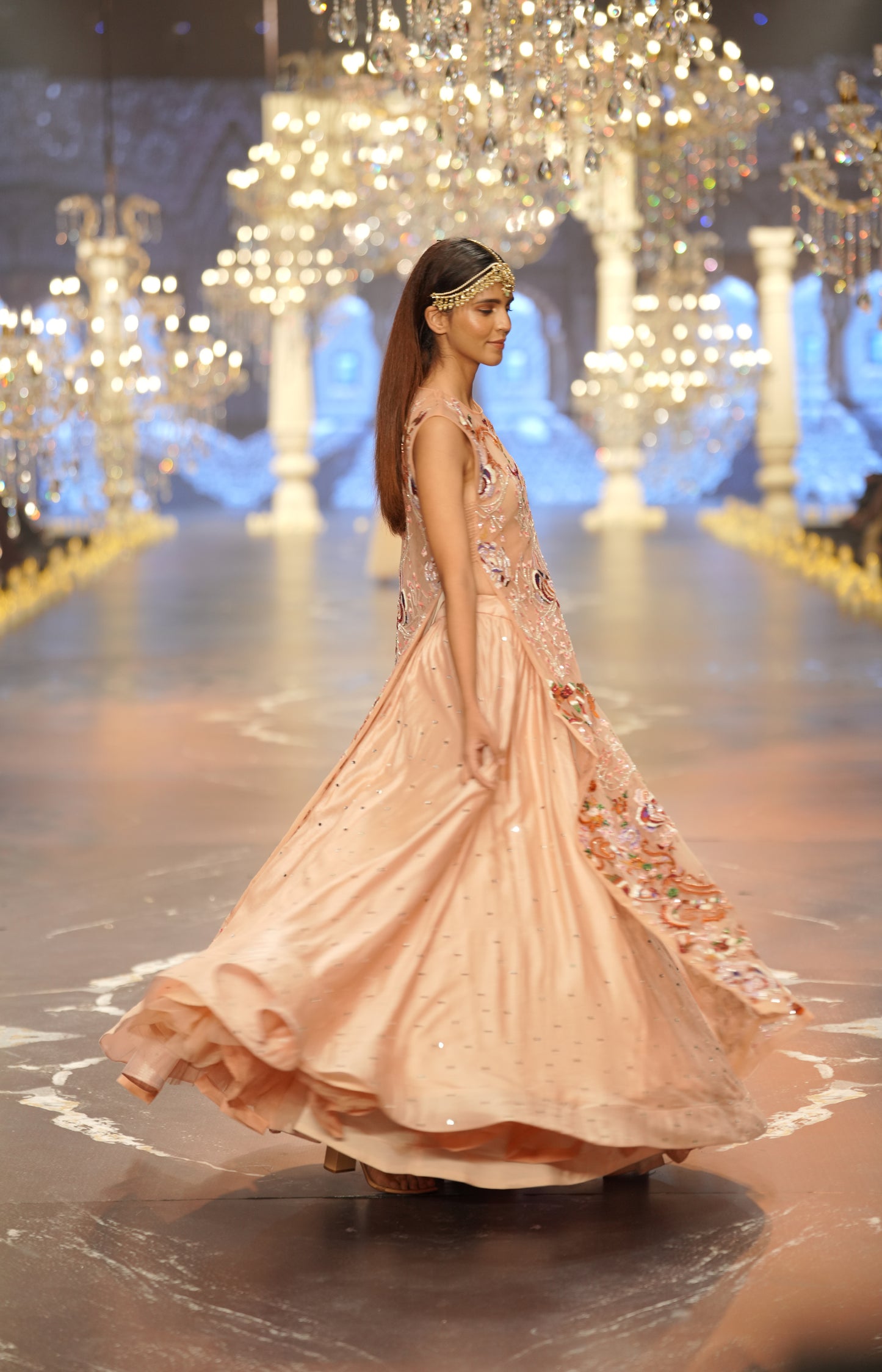 Light Pink Hand-Embroidered Jacket Lehenga Set