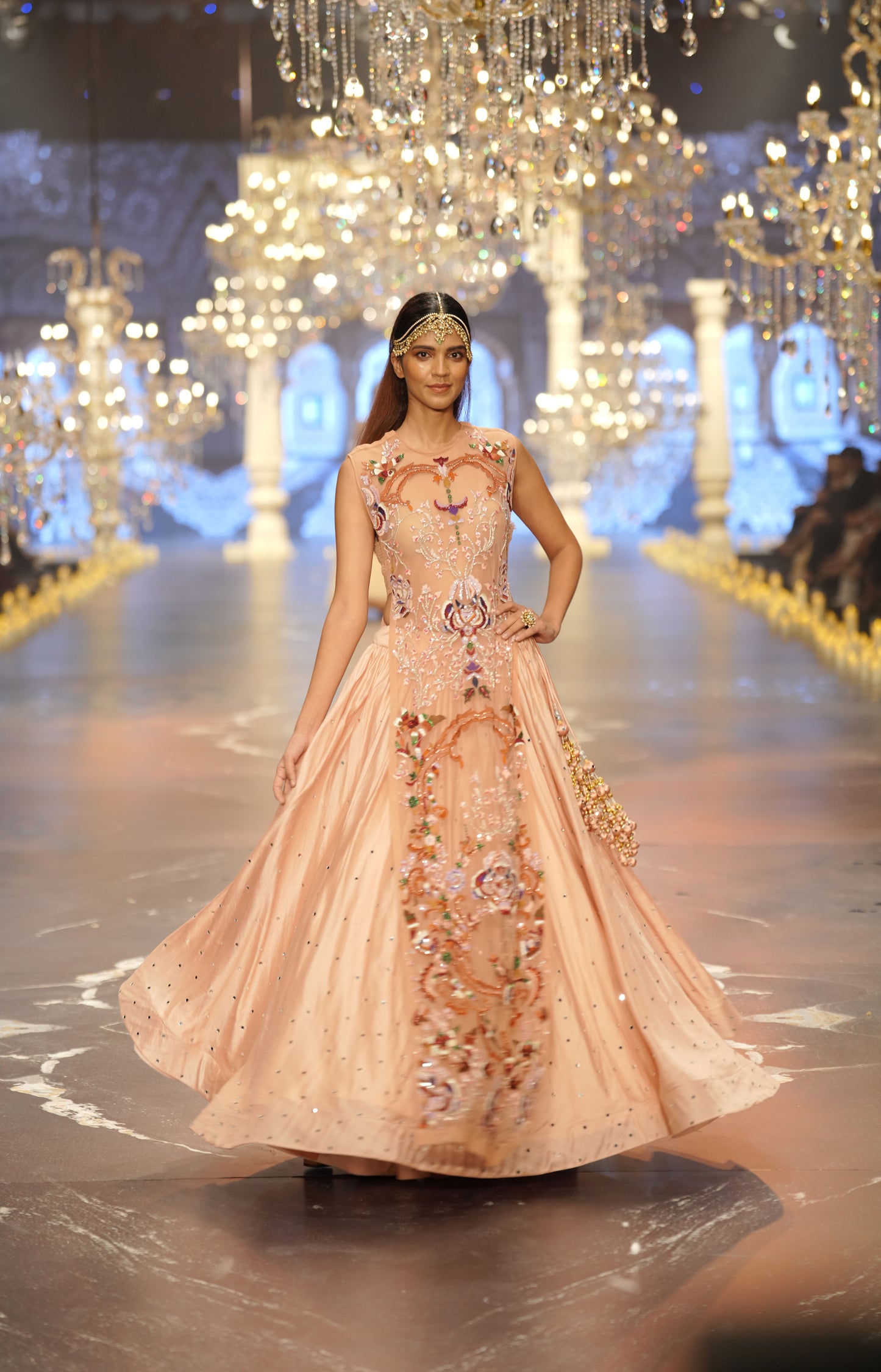 Light Pink Hand-Embroidered Jacket Lehenga Set