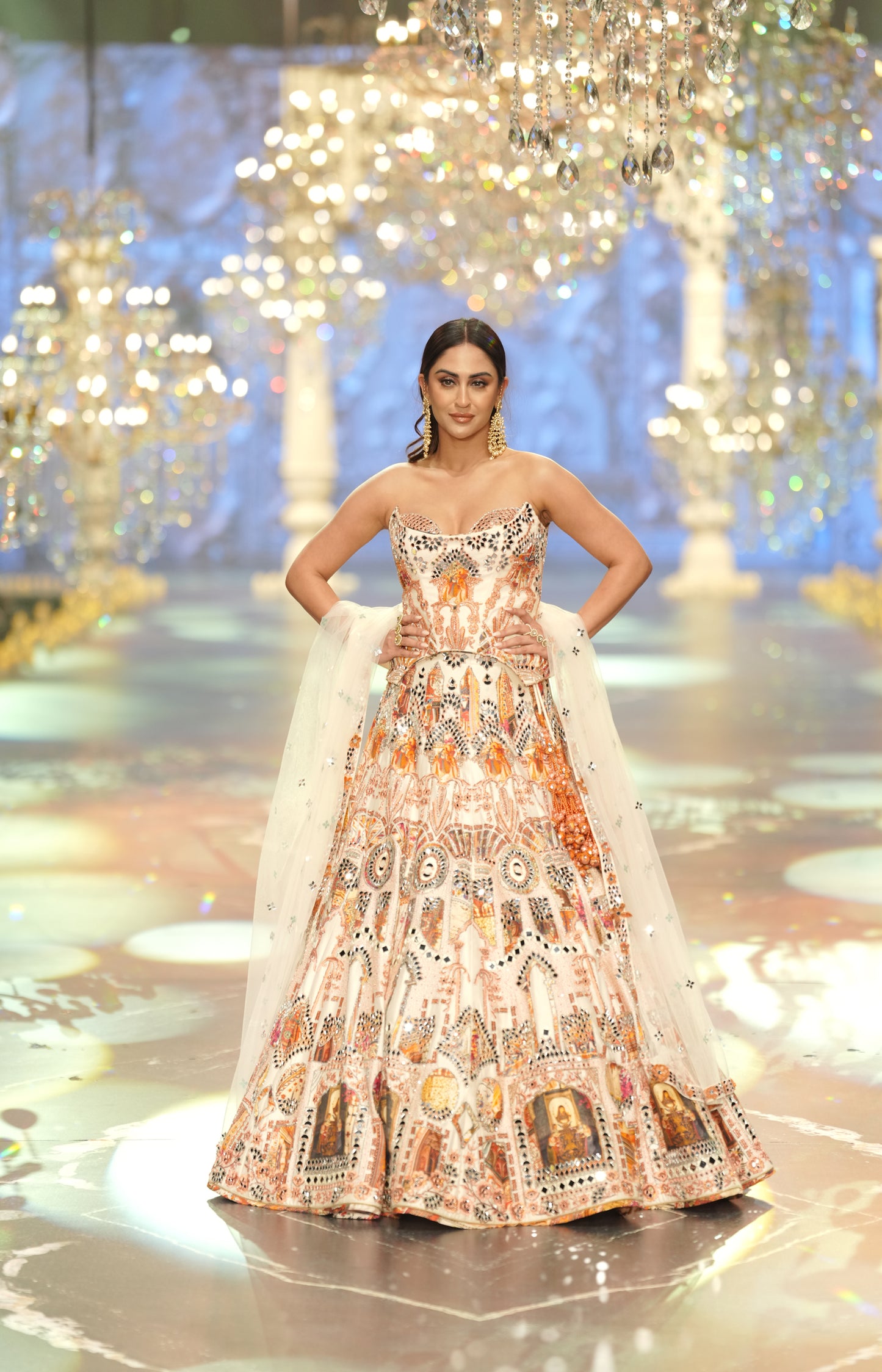 Ivory Multicolour Hand-Embroidered Couture Lehenga Set