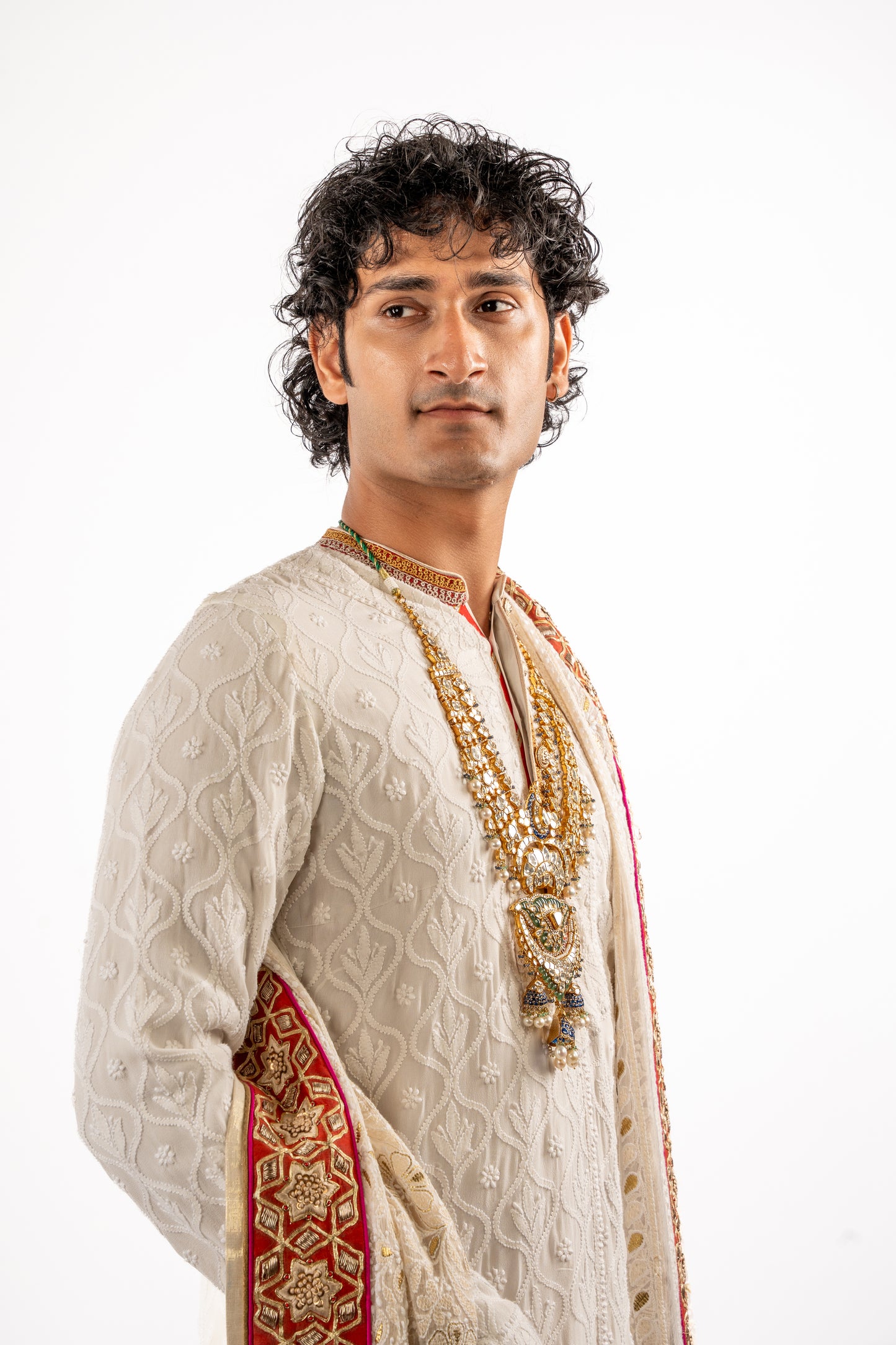 Ivory Heritage Embroidered Kurta Set with Statement Dupatta