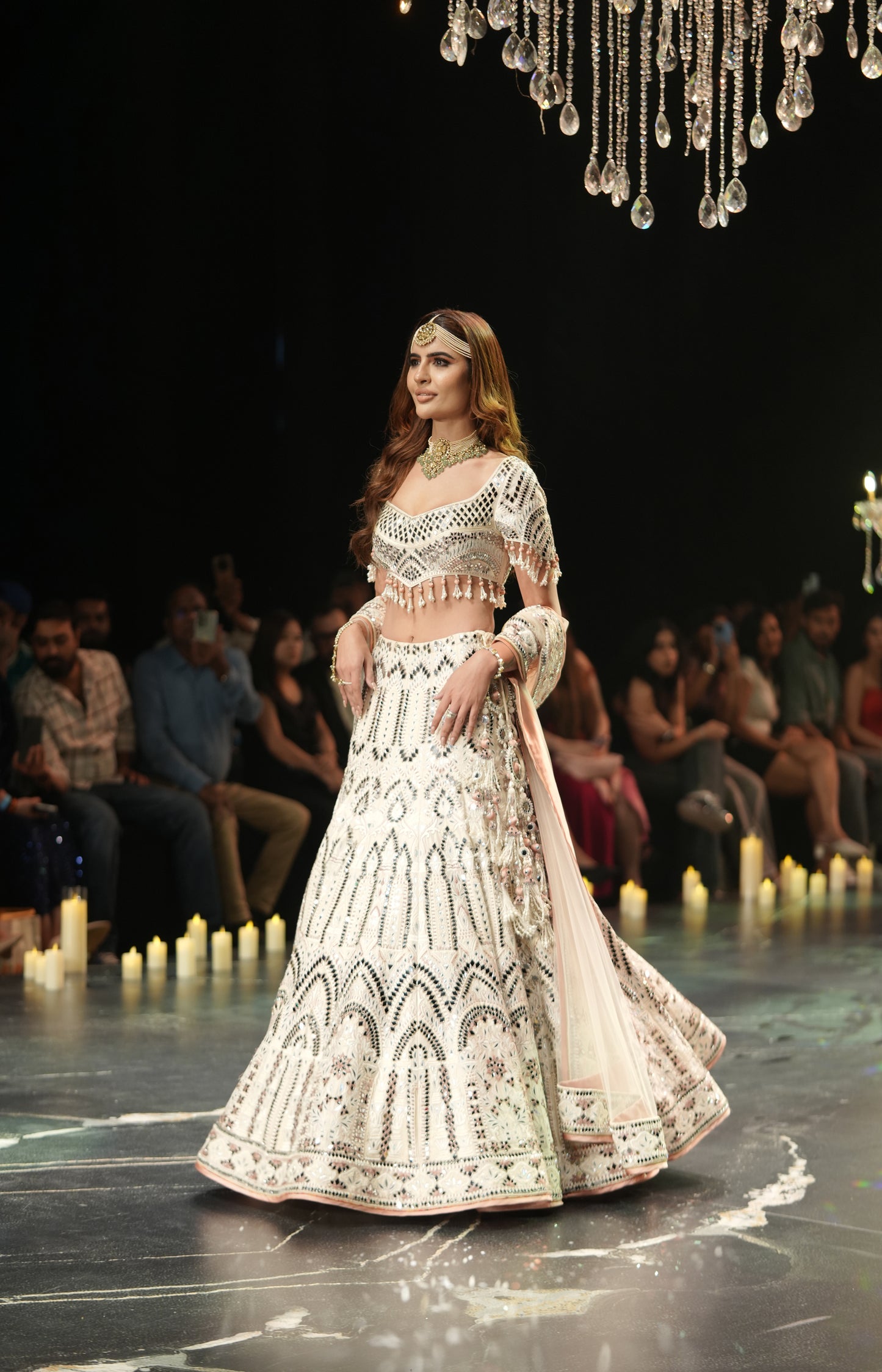 Ivory Mirror-Embroidered Lehenga Set with Cutwork Blouse