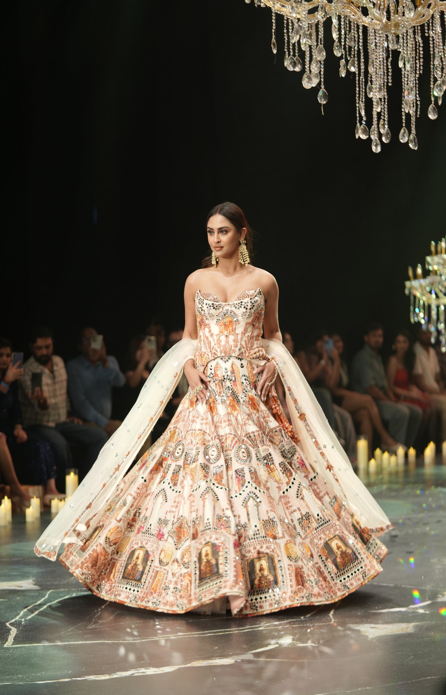 Ivory Multicolour Hand-Embroidered Couture Lehenga Set