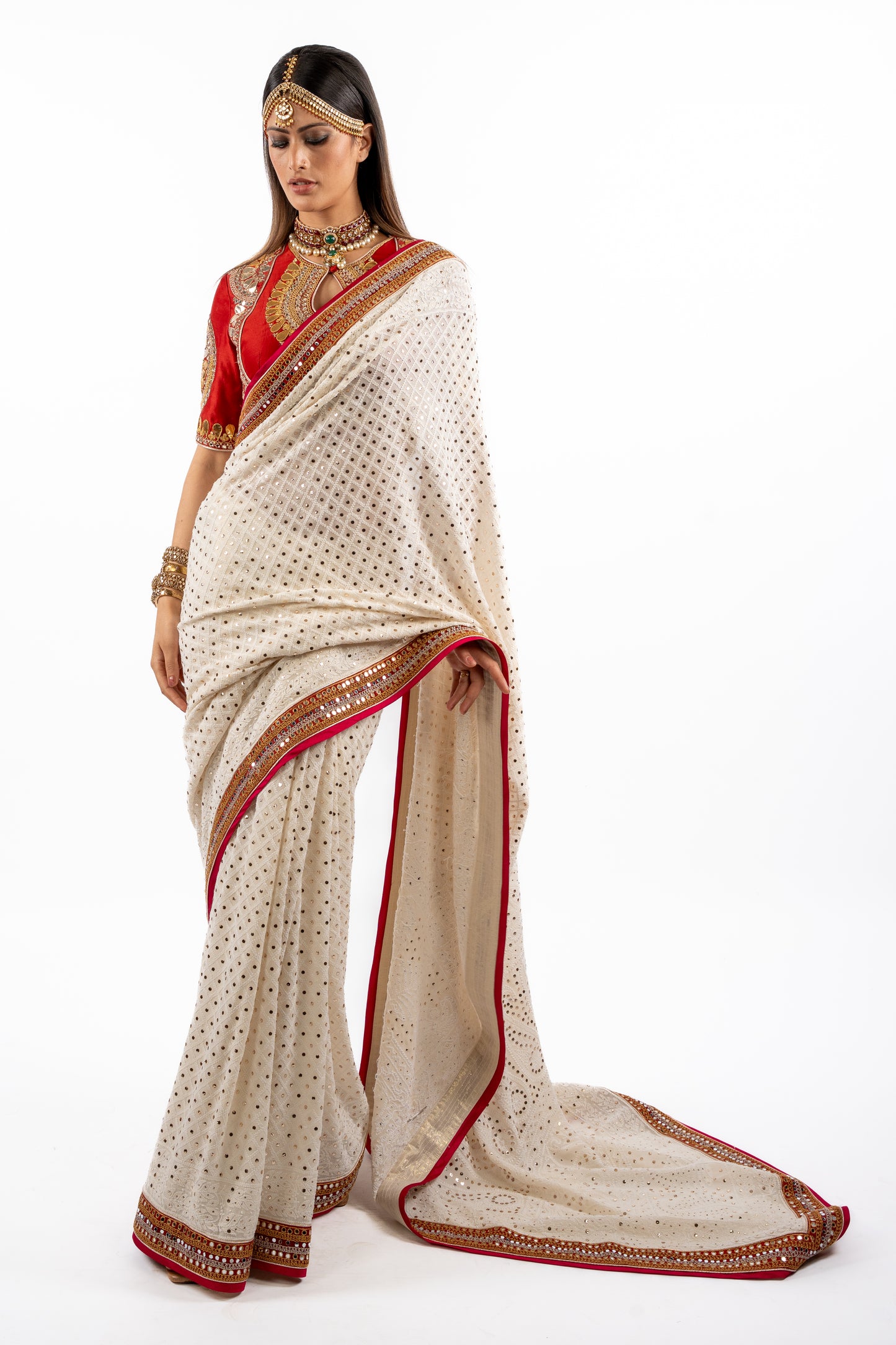 Heirloom Ivory Embroidered Saree