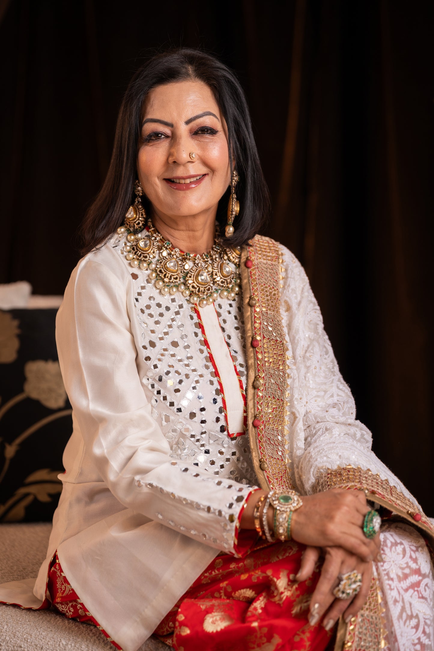 Ivory Mirrorwork Kurta Set