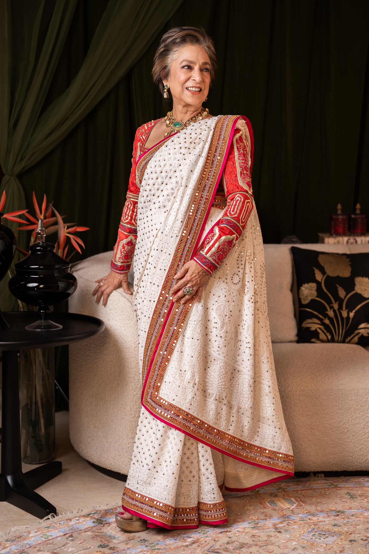 Heirloom Ivory Embroidered Saree