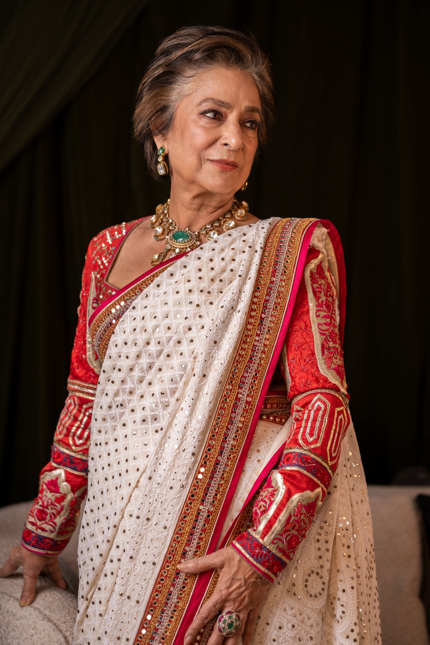 Heirloom Ivory Embroidered Saree