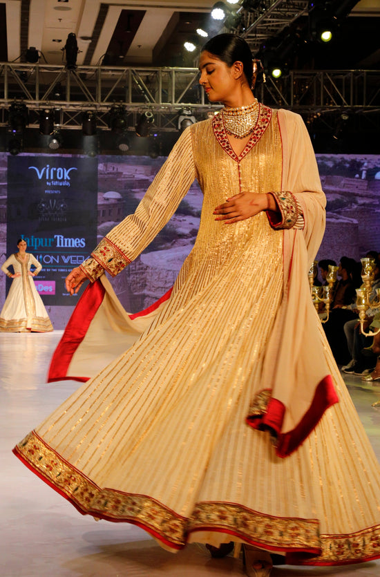 Cream and Gold Anarkali.