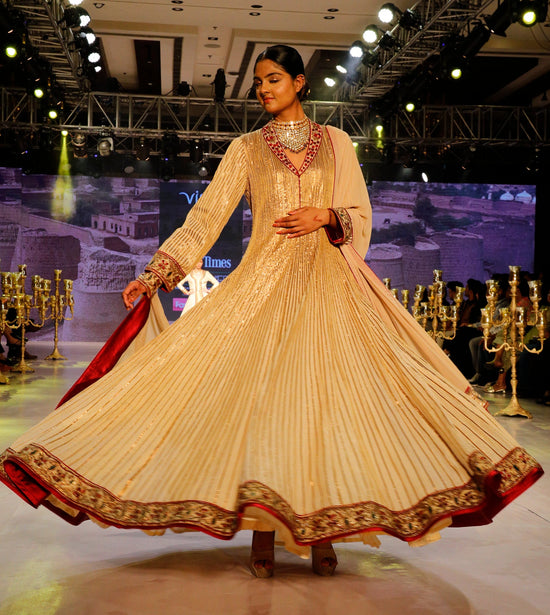 Cream and Gold Anarkali.