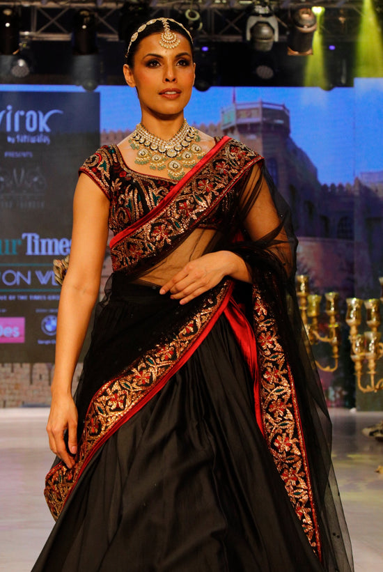 Black and Maroon Lehenga.