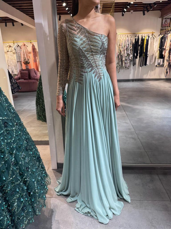 Sea Green Georgette Bridal Gown