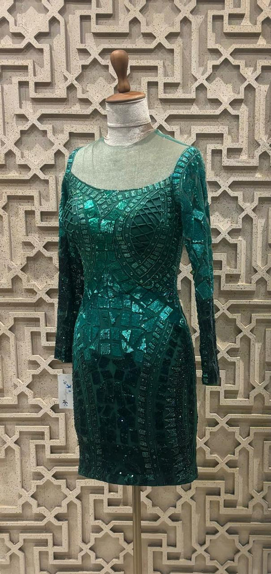 Emerald Green Shades Sherry Net Dress Lined with Lycra