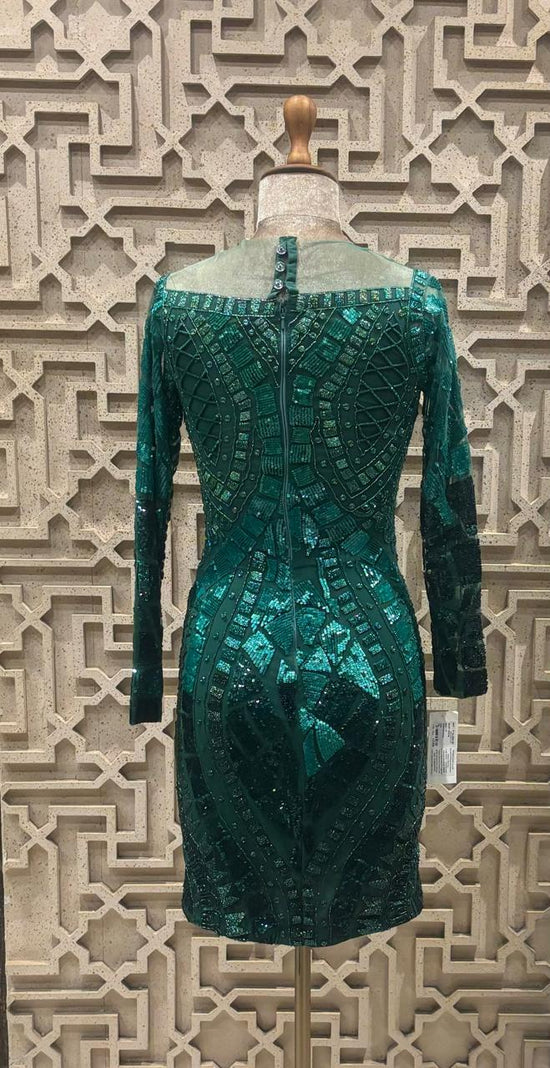 Emerald Green Shades Sherry Net Dress Lined with Lycra